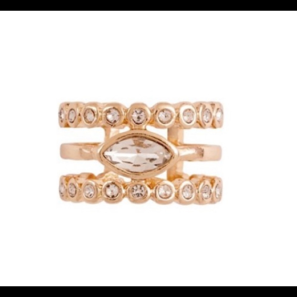 Luv AJ Marquise Diamond Disc Ring, Brand New